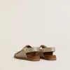 Sandali Noa Junior in micro-glitter e pelle platino