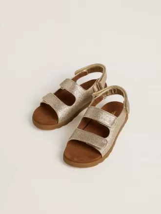 Sandali Noa Young in pelle micro-glitter e platino