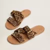 Sandali piatti da donna Margaret in pelle di pony con stampa leopardata Sandali piatti da donna Margaret in pelle di pony con stampa leopardata
