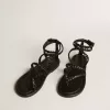 Sandali piatti da donna Penelope in pelle nera Sandali piatti da donna Penelope in pelle nera