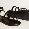 Sandali piatti da donna Penelope in pelle nera Sandali piatti da donna Penelope in pelle nera