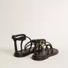 Sandali piatti da donna Penelope in pelle nera Sandali piatti da donna Penelope in pelle nera