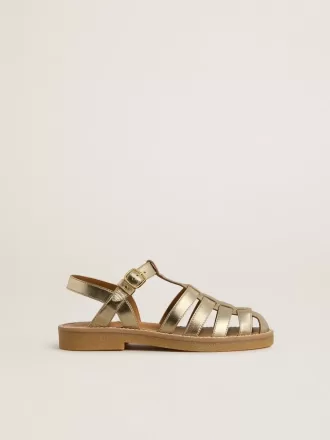 Sandali Young Maxime in pelle metallizzata oro