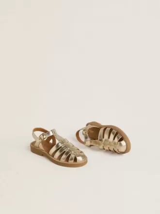 Sandali Young Maxime in pelle metallizzata oro