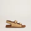 Sandali Young Noa in rafia beige e pelle marrone