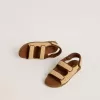 Sandali Young Noa in rafia beige e pelle marrone