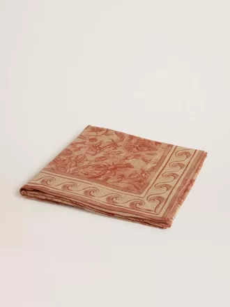 Sarong in voile di cotone con stampa all-over in bianco e rosso mattone