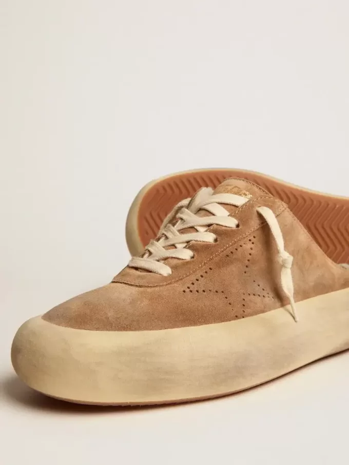 Scarpe da donna Space-Star Sabot in pelle scamosciata color tabacco con fodera in shearling Scarpe da donna Space-Star Sabot in pelle scamosciata color tabacco con fodera in shearling