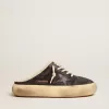 Scarpe da uomo Space-Star Sabot in nylon trapuntato nero con fodera in shearling