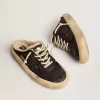 Scarpe da uomo Space-Star Sabot in nylon trapuntato nero con fodera in shearling