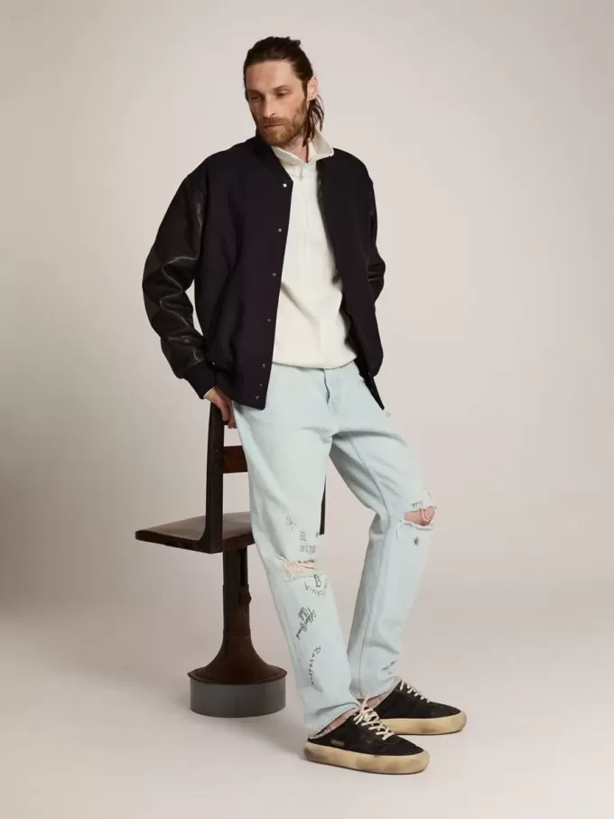 Scarpe da uomo Space-Star Sabot in nylon trapuntato nero con fodera in shearling
