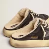 Scarpe da uomo Space-Star Sabot in nylon trapuntato nero con fodera in shearling