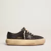 Scarpe Space-Star da uomo in nylon nero trapuntato con fodera in shearling