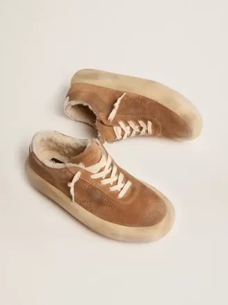 Space-Star da uomo in pelle scamosciata color tabacco e fodera in shearling
