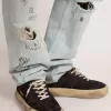Scarpe Space-Star da uomo in nylon nero trapuntato con fodera in shearling