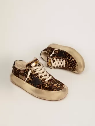 Space-Star da uomo in pelle di cavallino con stampa animalier e fodera in shearling