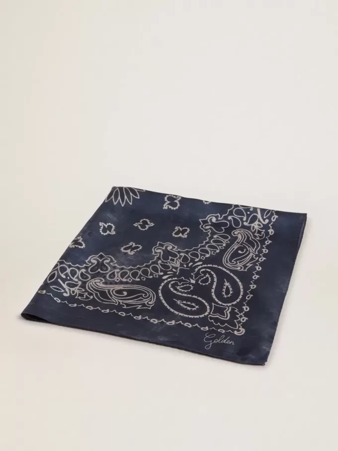 Sciarpa Golden Collection blu denim con motivo paisley