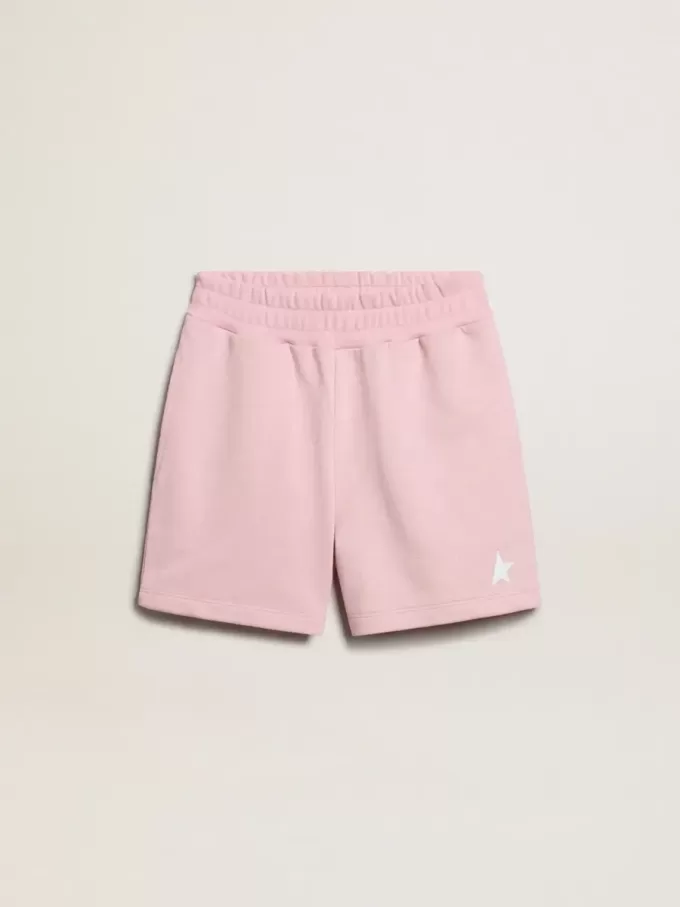 Shorts da bambina rosa con stella bianca Shorts da bambina rosa con stella bianca
