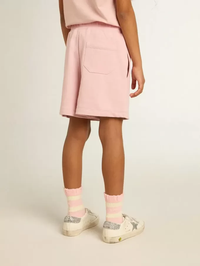 Shorts da bambina rosa con stella bianca Shorts da bambina rosa con stella bianca