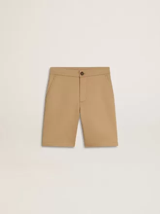 Shorts da bambino in cotone beige