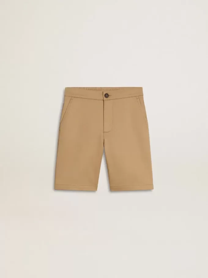 Shorts da bambino in cotone beige