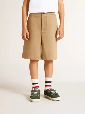 Shorts da bambino in cotone beige