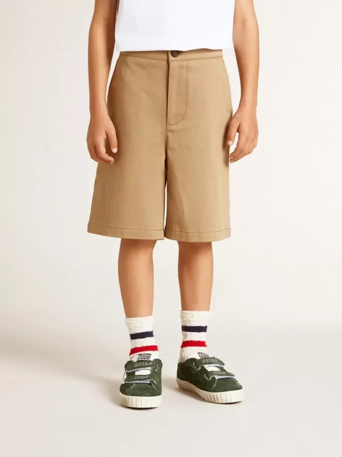 Shorts da bambino in cotone beige