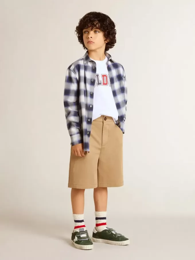 Shorts da bambino in cotone beige