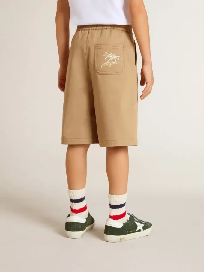 Shorts da bambino in cotone beige