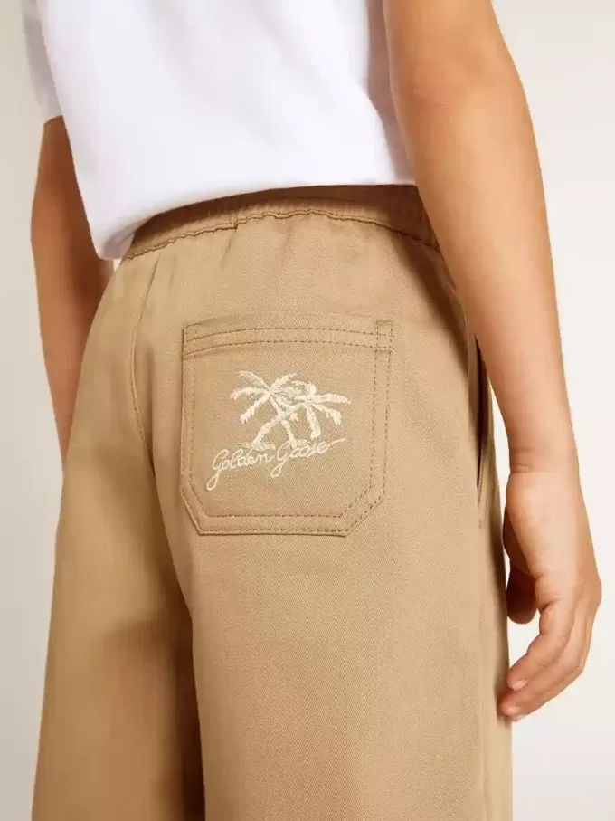 Shorts da bambino in cotone beige