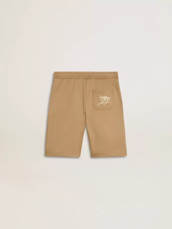 Shorts da bambino in cotone beige