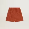 Shorts da donna in jacquard rosso mattone con motivo floreale marino