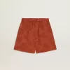 Shorts da donna in jacquard rosso mattone con motivo floreale marino