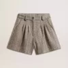 Shorts da donna in lana a spina di pesce color ecru marrone Shorts da donna in lana a spina di pesce color ecru marrone