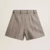 Shorts da donna in lana a spina di pesce color ecru marrone Shorts da donna in lana a spina di pesce color ecru marrone