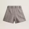 Shorts da donna in lana a spina di pesce color ecru marrone Shorts da donna in lana a spina di pesce color ecru marrone