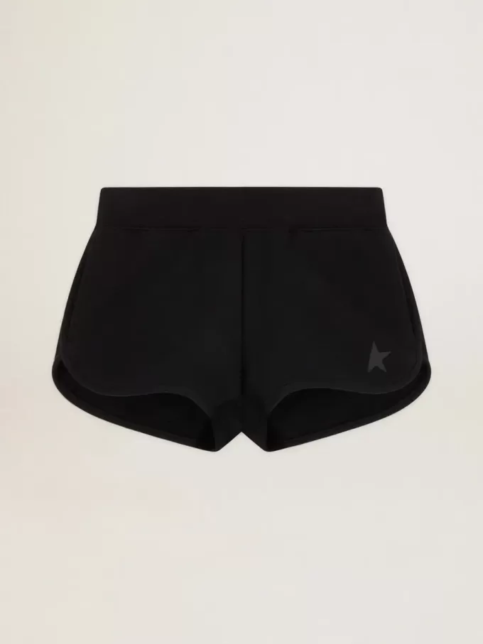 Shorts da donna neri con stella tono su tono