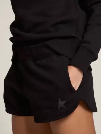 Shorts da donna neri con stella tono su tono
