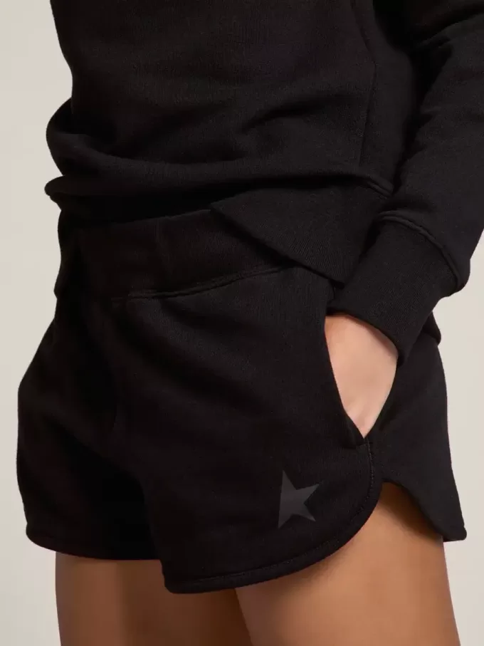 Shorts da donna neri con stella tono su tono