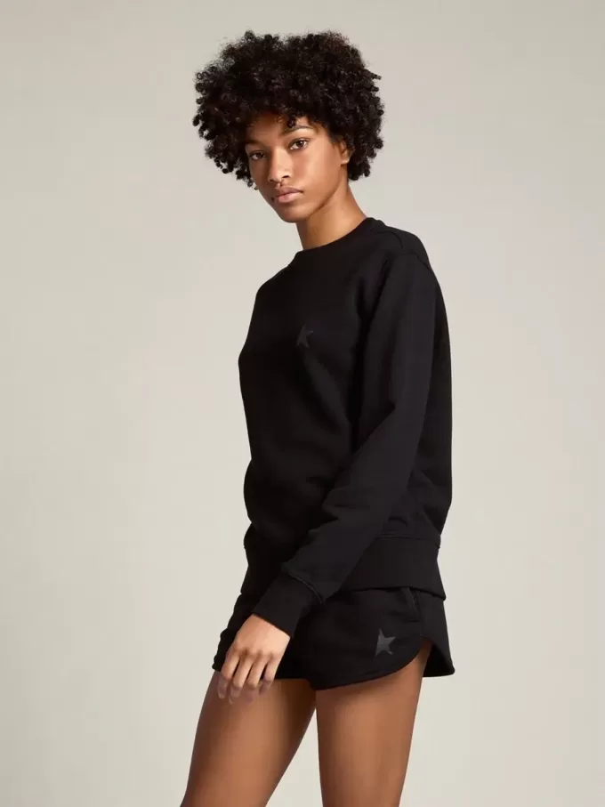 Shorts da donna neri con stella tono su tono
