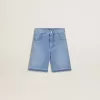 Shorts in denim per bambino con ricamo sul retro
