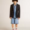 Shorts in denim per bambino con ricamo sul retro