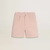 Shorts rosa in cotone con ricami per bambina Shorts rosa in cotone con ricami per bambina