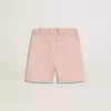 Shorts rosa in cotone con ricami per bambina Shorts rosa in cotone con ricami per bambina