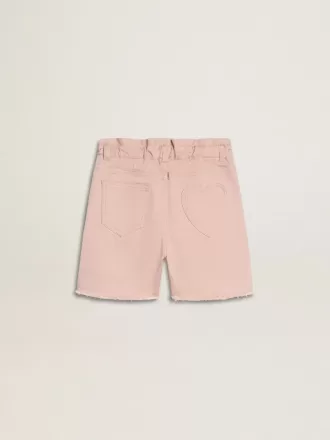 Shorts rosa in cotone con ricami per bambina Shorts rosa in cotone con ricami per bambina