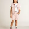 Shorts rosa in cotone con ricami per bambina Shorts rosa in cotone con ricami per bambina