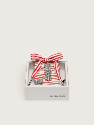 Skin Lacci a righe rosse e beige “Playful” con due charm applicati