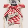 Skin Lacci a righe rosse e beige “Playful” con due charm applicati