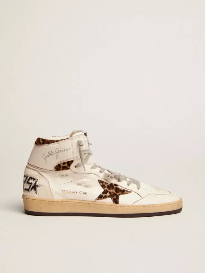 Sky-Star da donna con firma e inserti in pelle di pony con stampa leopardata