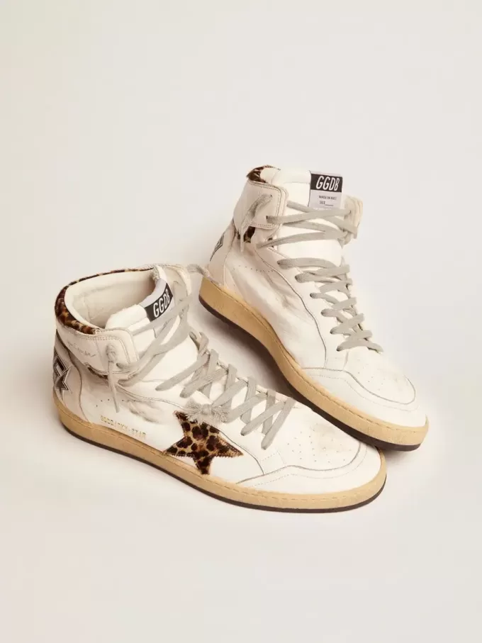 Sky-Star da donna con firma e inserti in pelle di pony con stampa leopardata